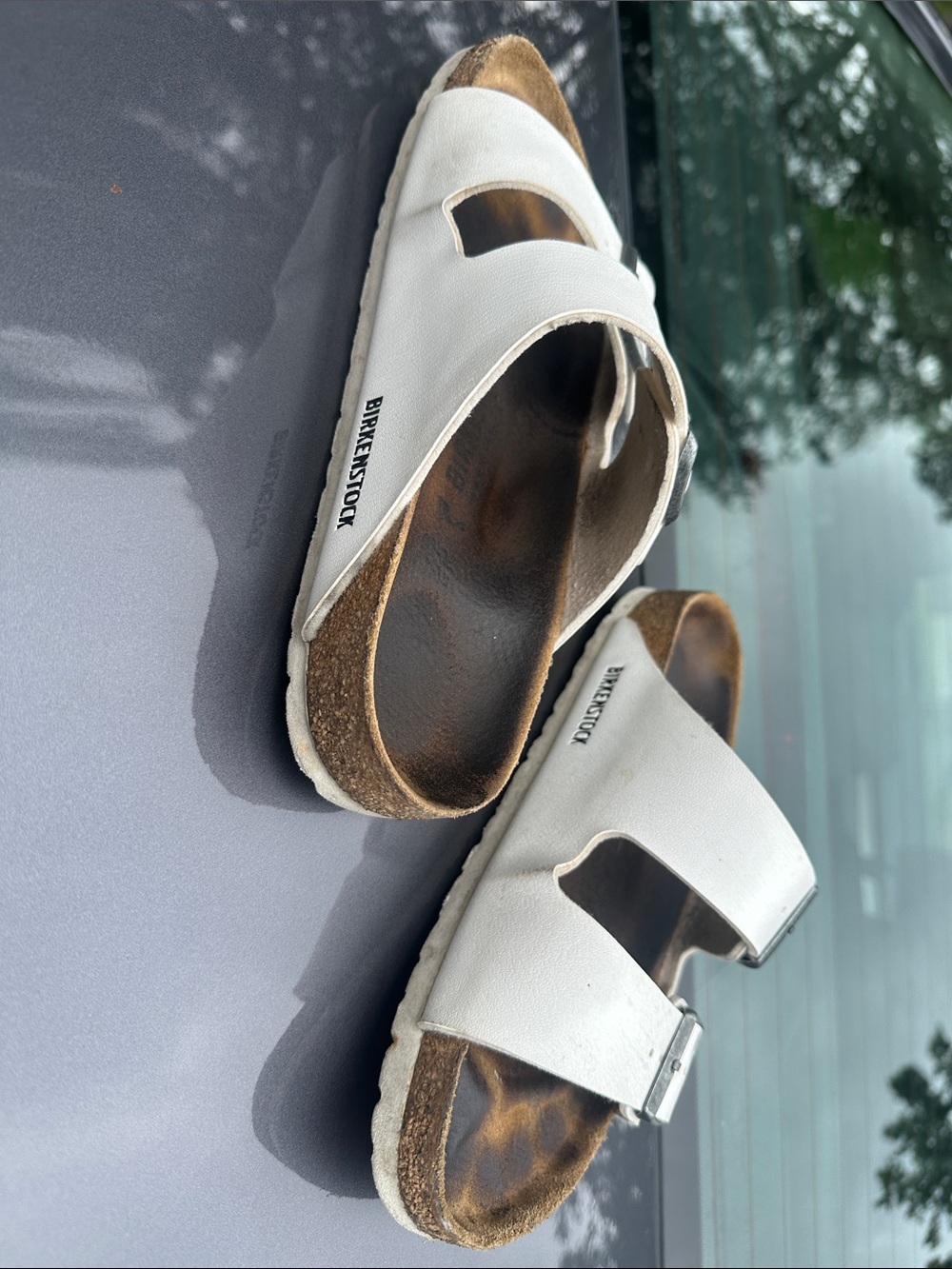 Birkenstock White Double-Buckle Slide Sandals - Picture 3 of 4